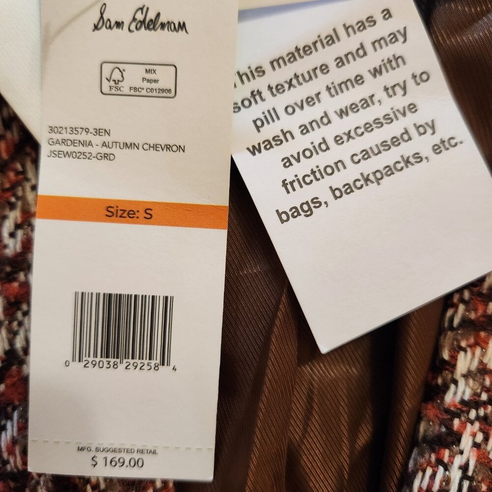 NWT Sam Edelman Willow Chevron Tweed Blazer Gardenia Autumn Small - Picture 13 of 16